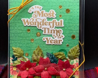 3D Poinsettia Christmas Card, Handmade Holiday Greeting