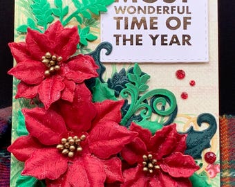 3D Poinsettia Christmas Card: Handcrafted Holiday Art