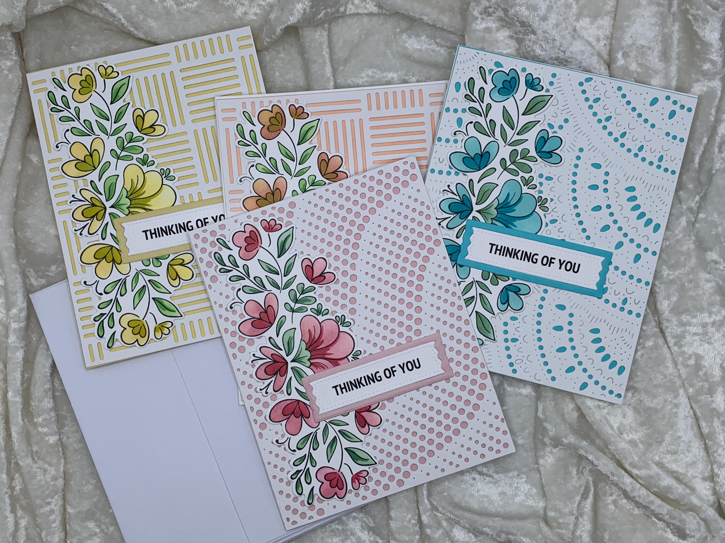 Handmade Thinking of You Cards, Set of 4, Floral Theme - Etsy