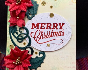 3D Poinsettia Christmas Card, Merry Christmas