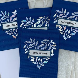 Handmade Embossed Birthday Cards, Set of 4