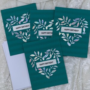 Handmade Embossed Birthday Cards, Set of 4
