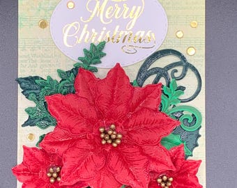 3D Poinsettia Christmas Card, Merry Christmas
