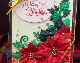 3D Poinsettia Christmas Card, Merry Christmas