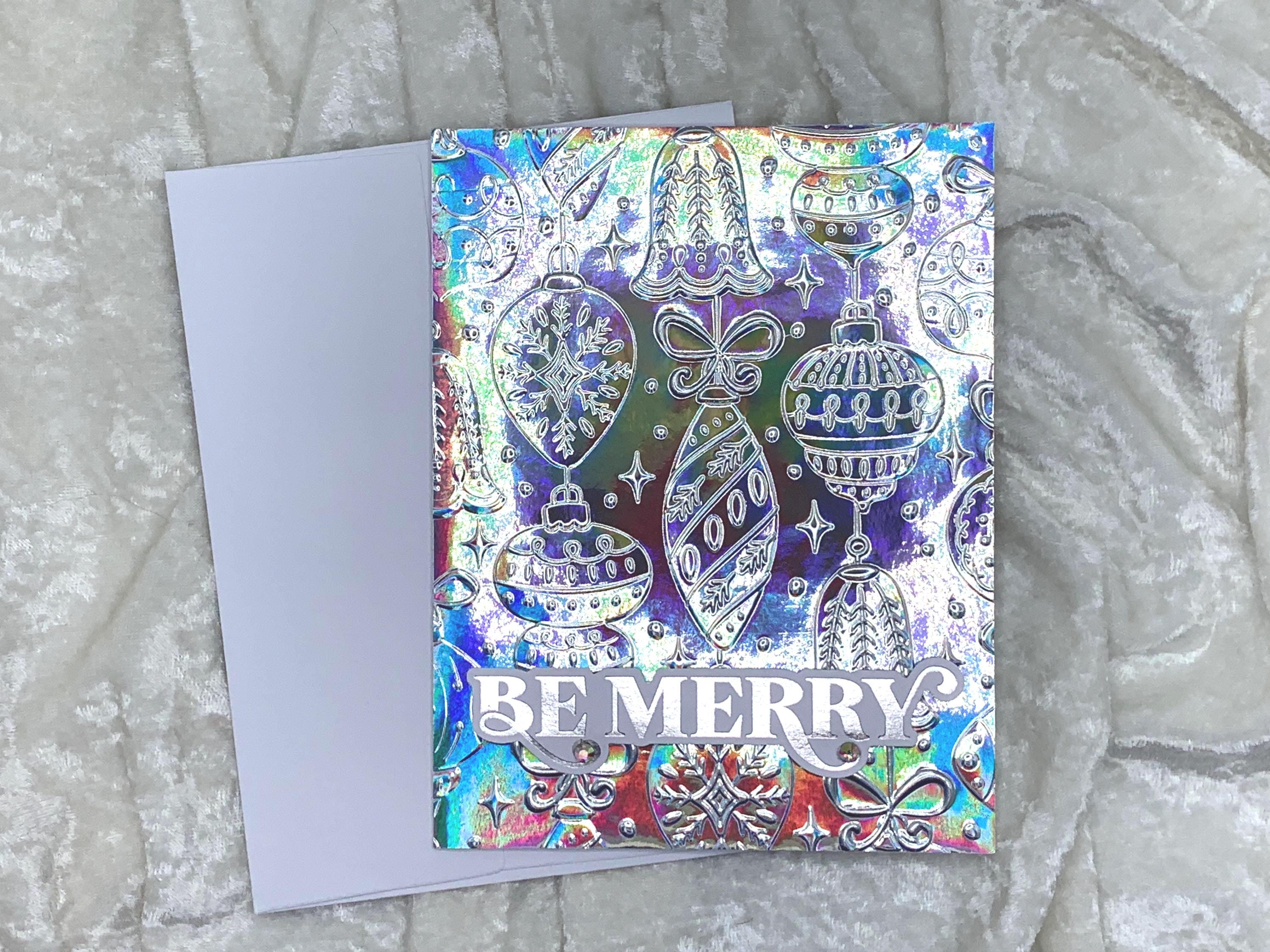 Embossed Holographic Christmas Card, Vintage-style Holiday Ornaments Theme  - Etsy