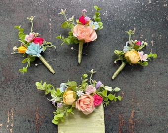 Wildflower Pocket Boutonniere: Rustic Wedding Groomsmen Accessory
