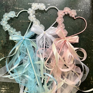 flower girl wand Magic wand Butterfly Wand Heart wands flower wand fairy wand princess wand ribbon wand wedding accessories blush wand blue