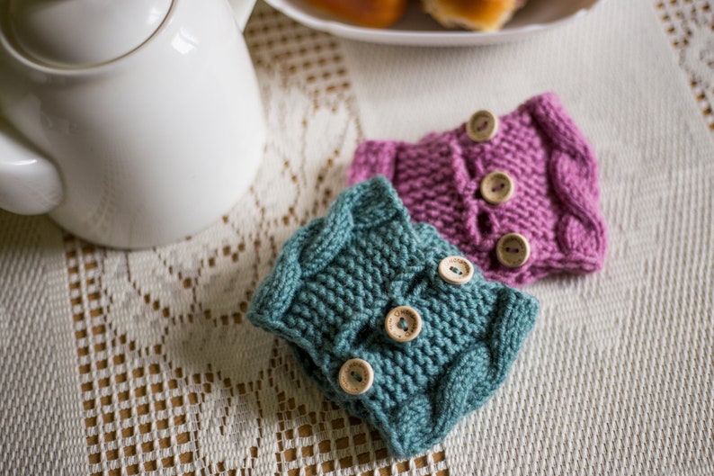 Set of 2 Knit cups knit coffee cozy cup warmer coffee cozy cup sleeve cozy cup knit mug cozy mug warmer tea cup cozy Christmas gift