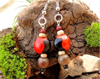 boucles d'oreilles graines exotique