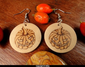 Boucles d'oreilles bois Halloween