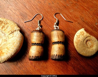 Boucles d'oreille ethnique bois