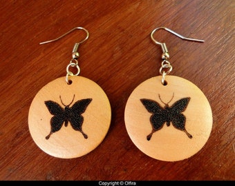 Boucles d'oreilles papillons bois