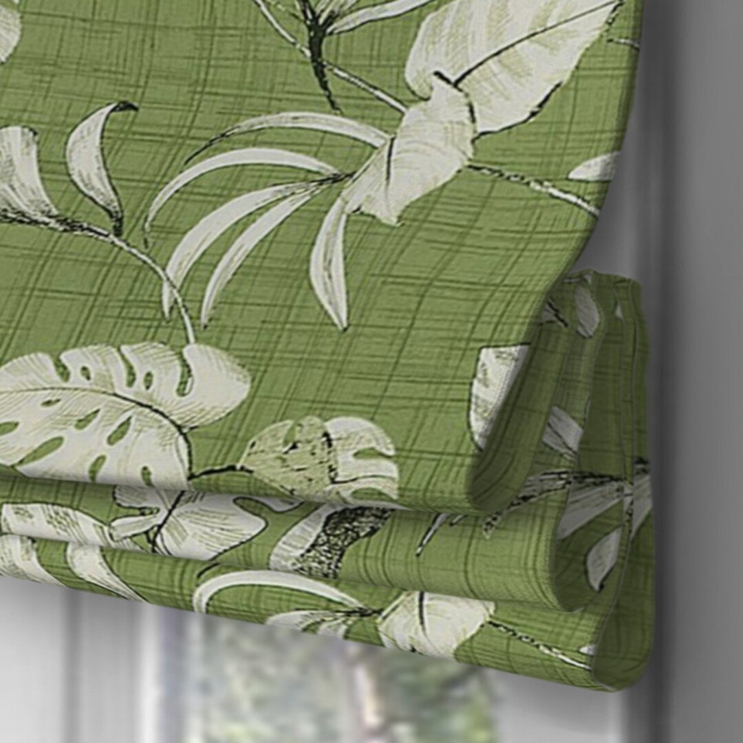 Lined Faux fake Roman Shade Valance in Tropical Palm Fabric Etsy