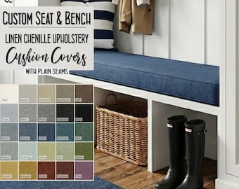 Upholstery Seat, Bench & Daybed Cushion Covers (covers ONLY), made to size.  25 color options. FREE SHIPPING