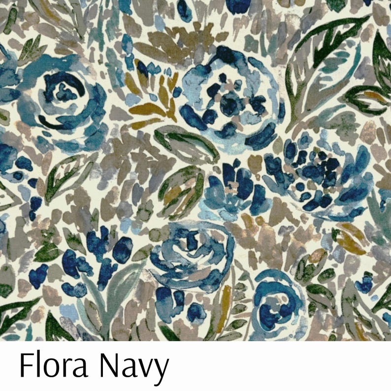 FABRIC SWATCHES for Custom Home Décor Flora Navy