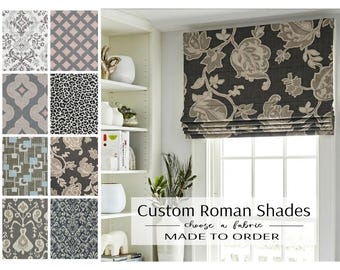 Roman Shades | Choose a Fabric | Custom Made | Choice of Lining and Mount | Installation Hardware Included | Easy Install