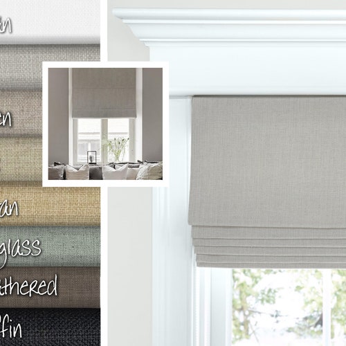 Damask Linen Flat Roman Shades Custom Made to Order. Lining Etsy