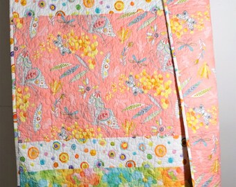 Handmade baby quilt boho baby girl toddler bedding boho baby quilt coral baby bedding butterfly quilt girl baby quilt boho baby girl gift