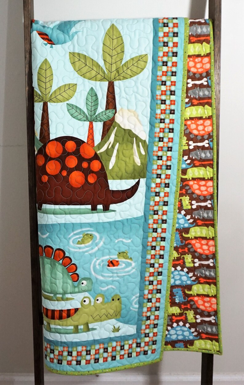 Baby Boy Quilt Dinosaur Toddler Quilt Dinosaur Bedding Toddler Etsy