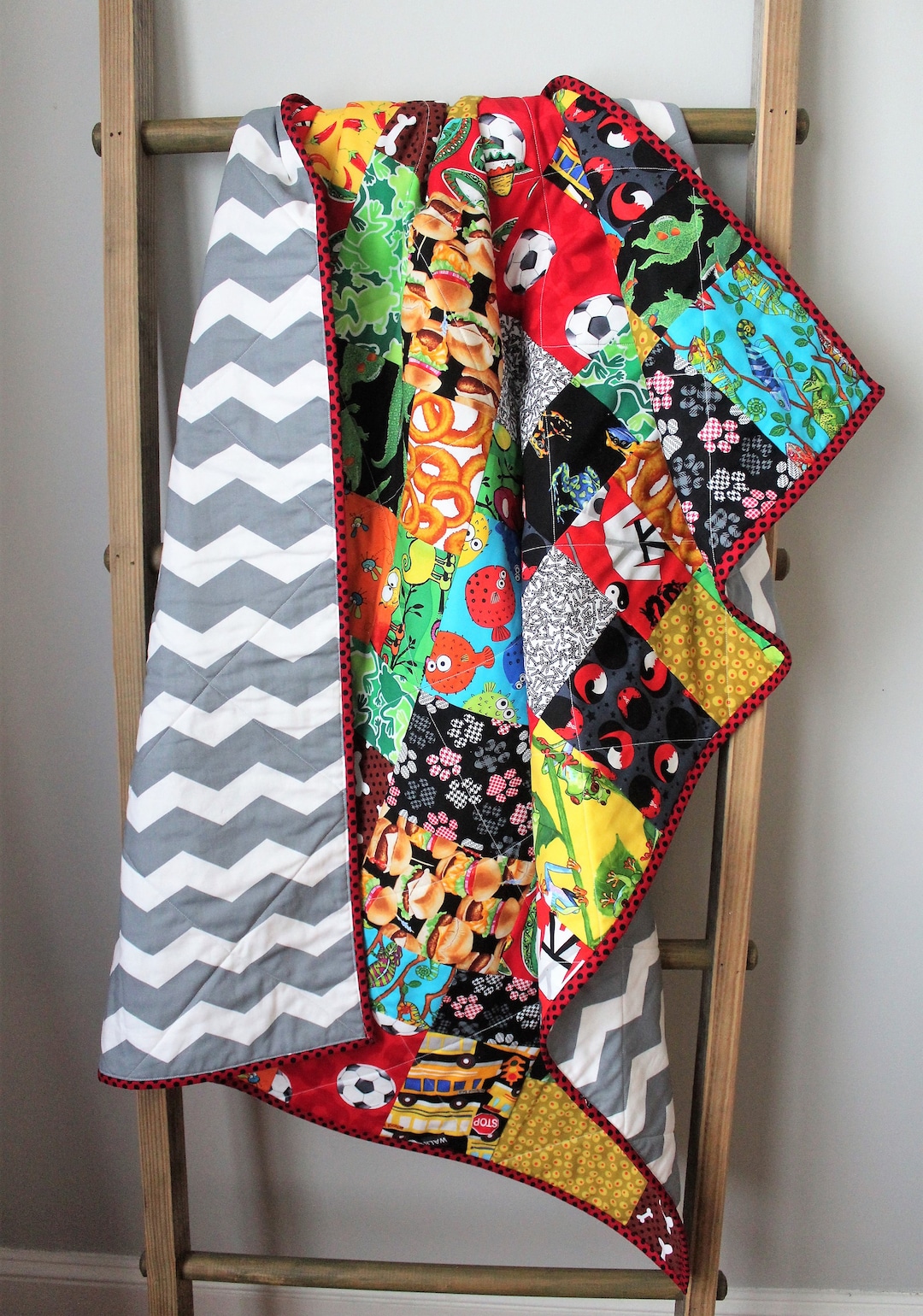 Scrappy Baby Quilt I Spy Boy Quilt Baby Boy Bedding Toddler Boy Scrappy ...