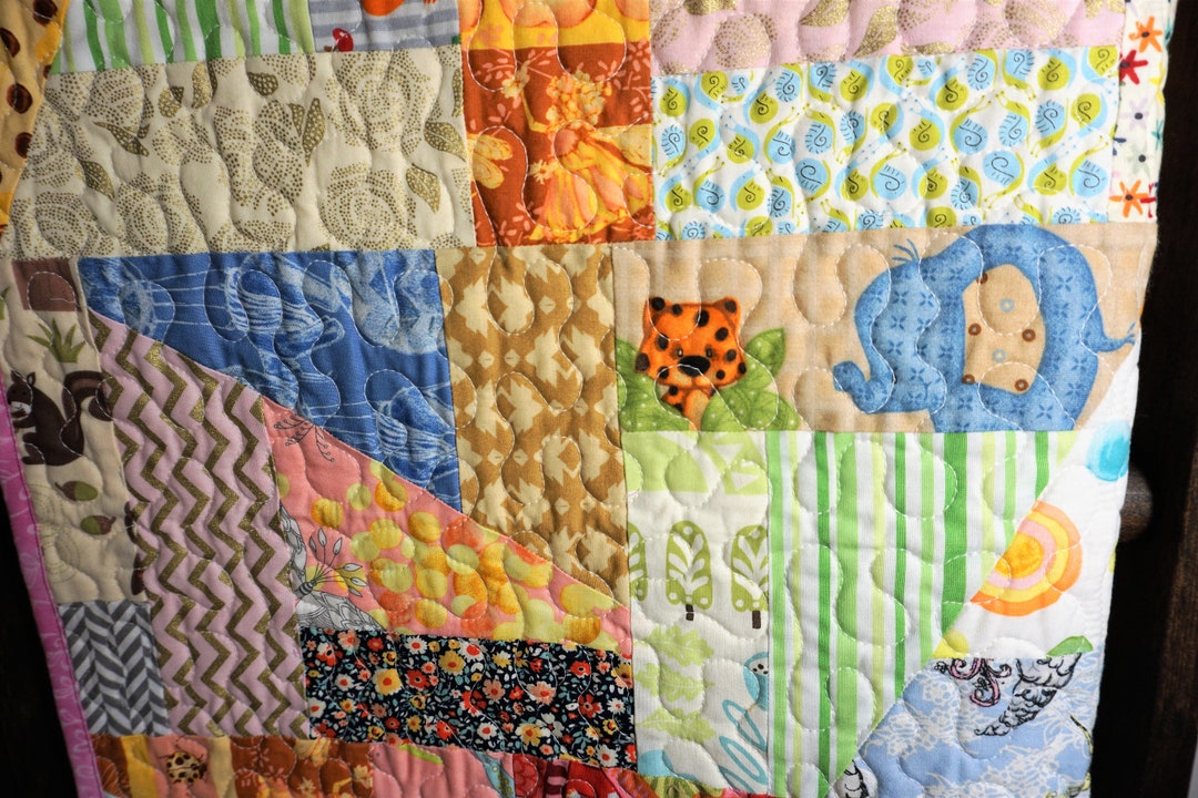 Handmade Baby Girl Quilt Scrappy Baby Bedding Boho Toddler Quilt Boho ...