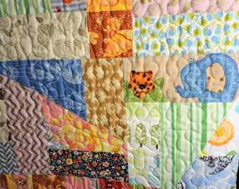 Handmade baby girl quilt scrappy baby bedding boho toddler quilt boho nursery toddler bedding handmade quilt scrappy baby girl toddler