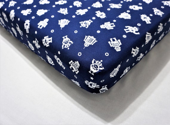 Robot Baby Bedding Boy Crib Sheet Boy Gender Neutral Nursery Etsy