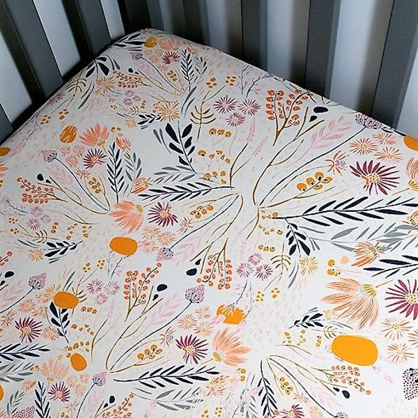 Modern crib sheet girl baby bedding coral nursery modernnursery coral crib sheet girl nursery modern coral floral crib sheet girl toddler