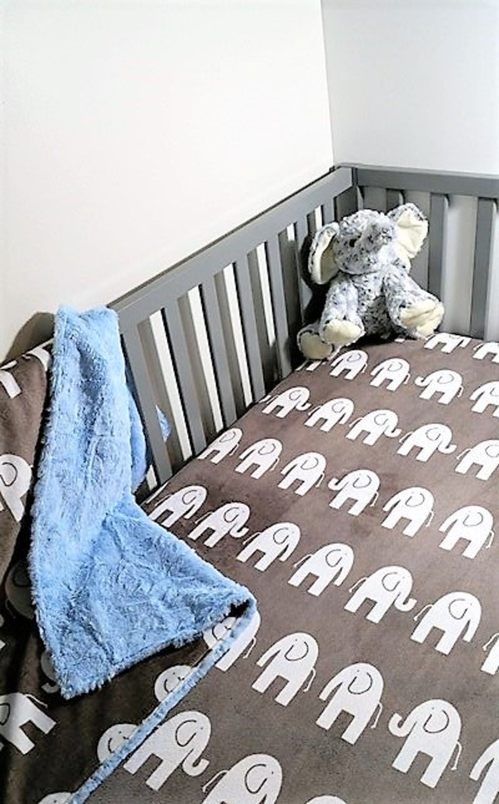 Elephant crib sheet minky elephant nursery gray toddler boy Etsy