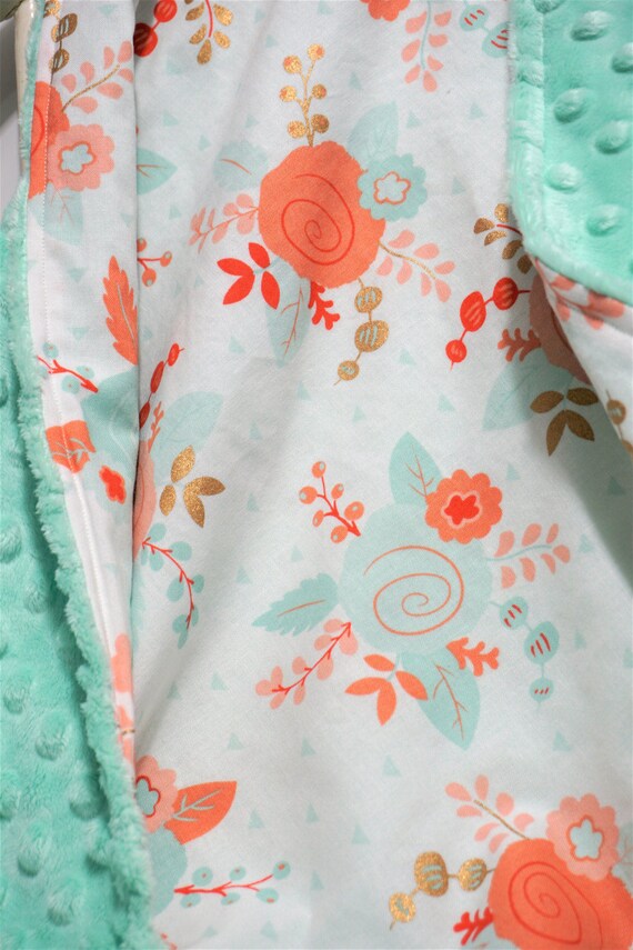 coral and mint baby bedding