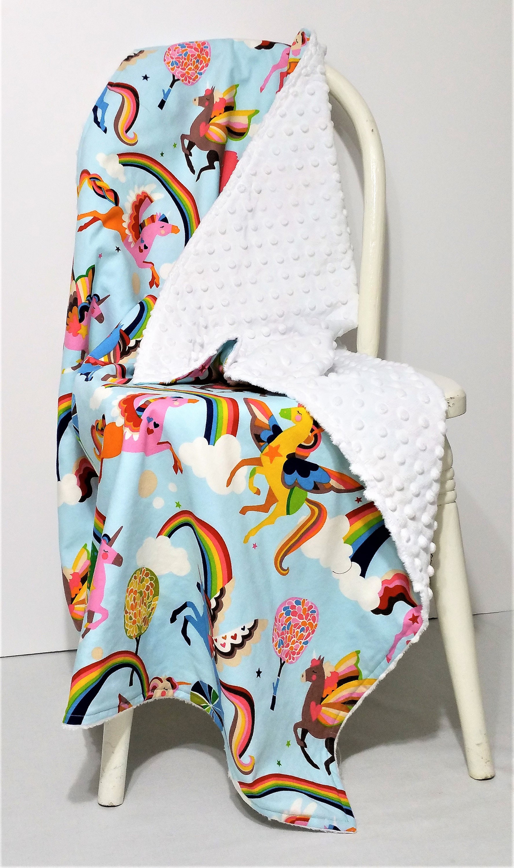 Blue unicorn baby blanket unicorn nursery blue blanket toddler Etsy