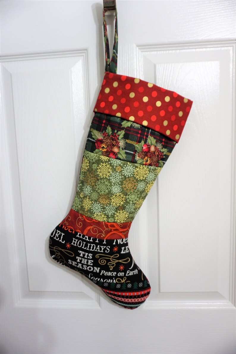 Christmas stocking Quilted Christmas stocking Vintage Quilted Etsy