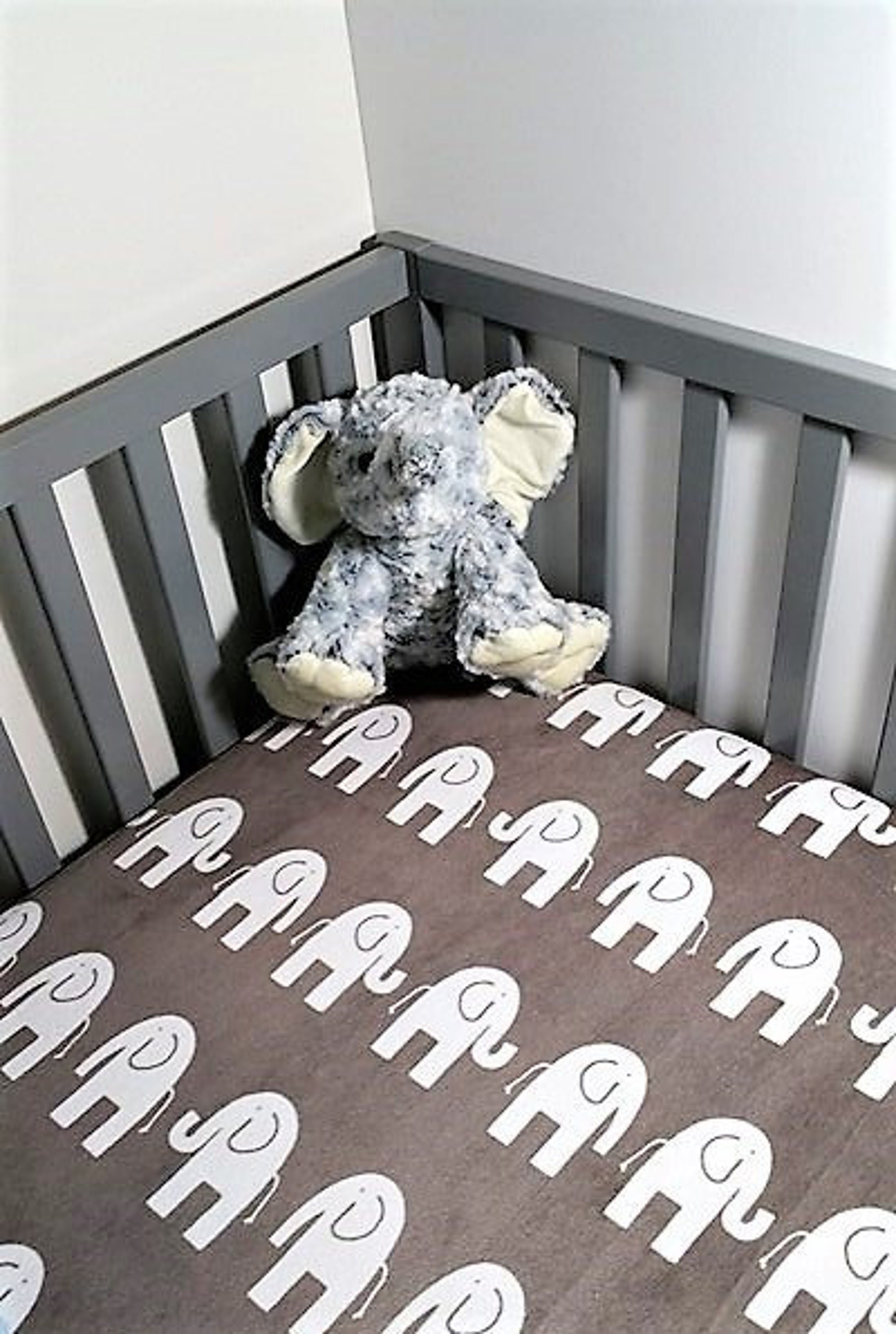 Elephant crib sheet minky elephant nursery gray toddler boy Etsy