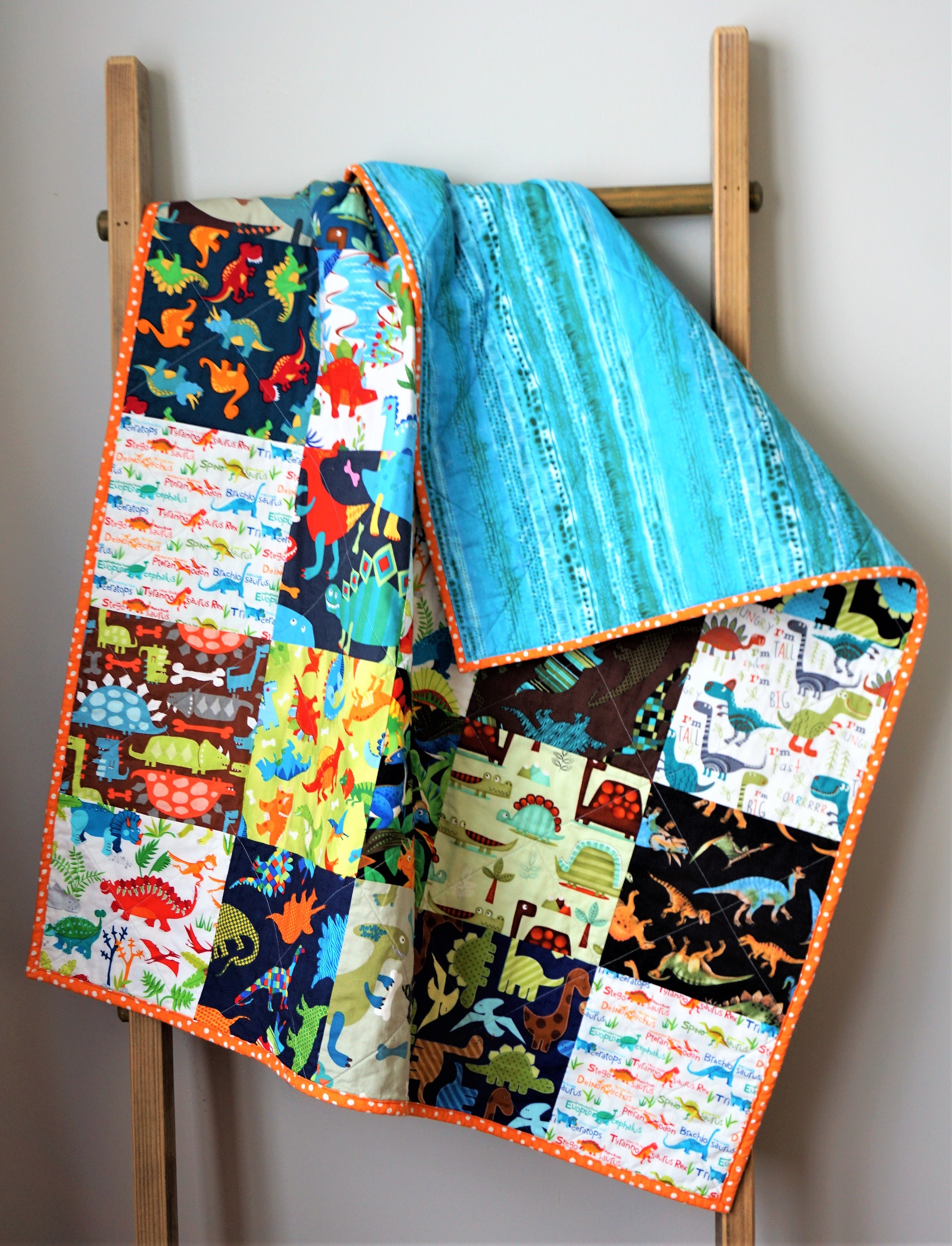 Dinosaur quilt toddler boy baby quilt dinosaur quilt dinosaur Etsy