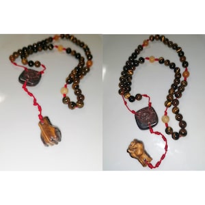 Hand-carved Krav Maga Rosary Tiger&#39;s Eye