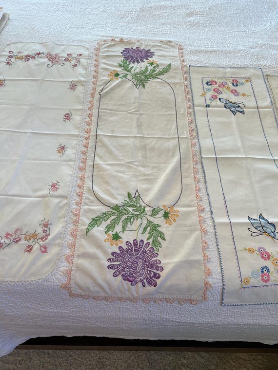 vintage dresser scarves or table runners. see description below
