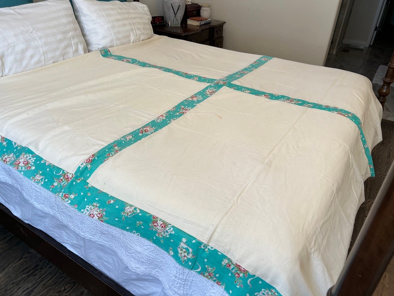 Vintage Quilt Top or Back. Feed Sacks. Id Use for Backing or a Quilt