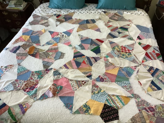 Vintage String Star Quilt Blocks: Patchwork Puzzle, 21 Pieces