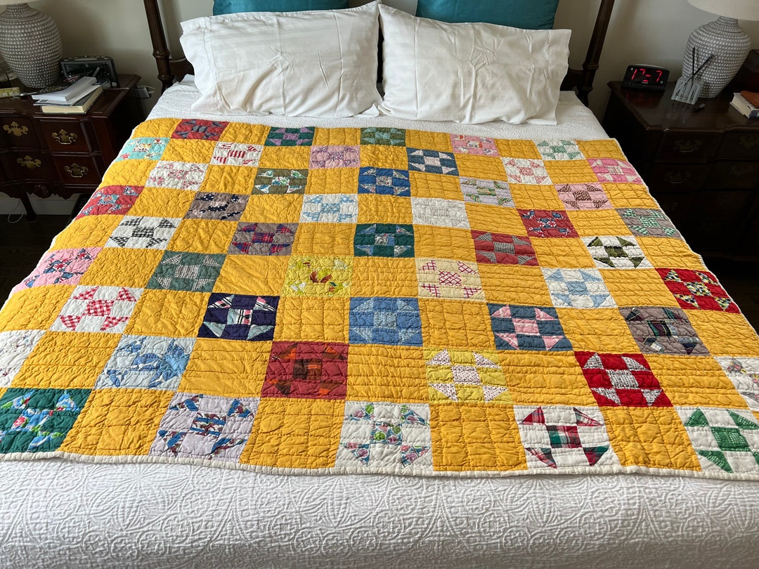 Vintage Cheddar Quilt 9 Patch Variation Quilt. Etsy