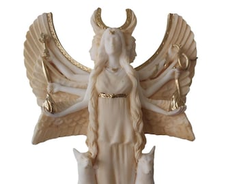 Hecate Statue Ancient Greek Triple Goddess of Magic Pagan Gold Tone 7" (18cm)
