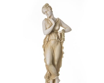 Persephone goddess of the underworld springtime gold flower statue 9.8"