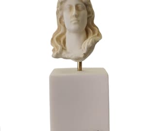 Greek Goddess Aphrodite Venus Gold Alabaster Statue  Bust 4.72" With Base