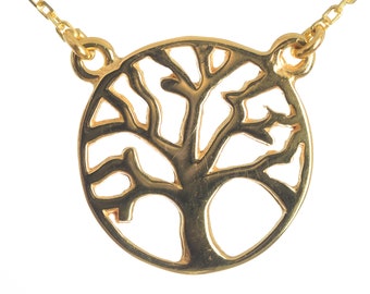 Collier Arbre de Vie, Collier Arbre, Collier Argent Sterling, Collier Pendentif, Bijoux, Cadeau pour elle, Plaqué Or