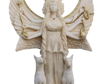 Hecate Statue Ancient Greek Triple Goddess of Magic Pagan Gold Tone 11.81" (30cm)