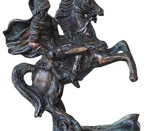 Alexander The Great of Macedonia on his Horse Bucephalus Bronze Statue With White Marble Base 7.08 inches (18cm)