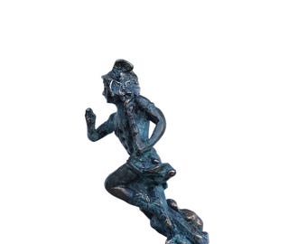 アンティークブロンズ像、ローマの彫像、収集価値のある像、小さな緑の