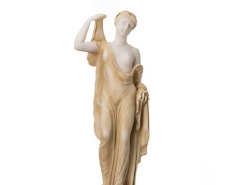 Eris statue gold tone holding golden apple of discord greek goddess of strife