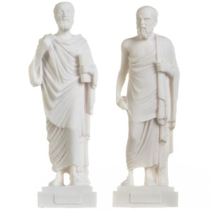 Set of Greek Philosophers Socrates Plato Figurines Alabaster Statues 9.5 Inches