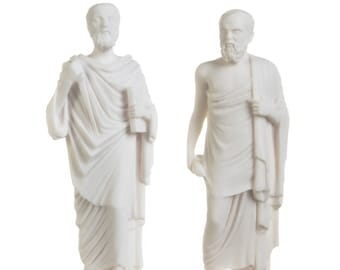 Conjunto de Filósofos Griegos Sócrates Platón Figuras Estatuas de Alabastro 9.5 Pulgadas
