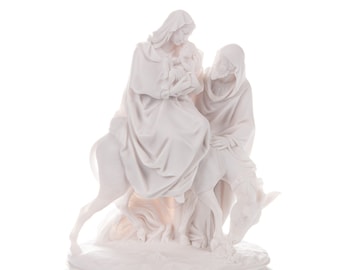 Holy Family Jesus Christ Mary Joseph Alabaster Statue Religious Handmade 9.9 Inches